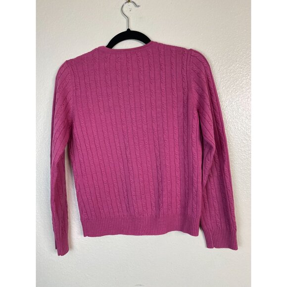 Petite Sophisticate Italian Merino Wool Pink Cable Knit Cardigan Sweater Small - Picture 15 of 16